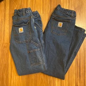 2 pair Carhartt boys size 12 denim jeans. Excellent condition